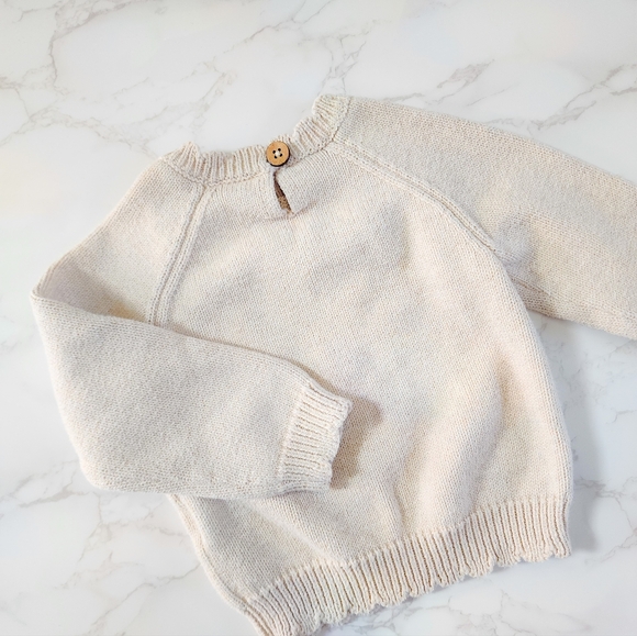 Jamie Kay Audrey knitted jumper - oatmeal marble strawberry, 6-12 months - Picture 4 of 4